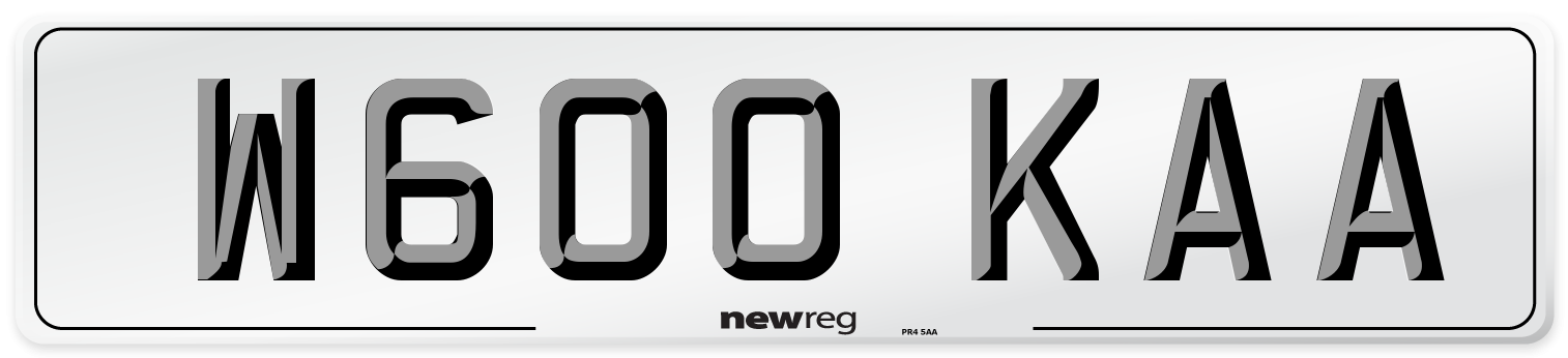 W600 KAA Number Plate from New Reg